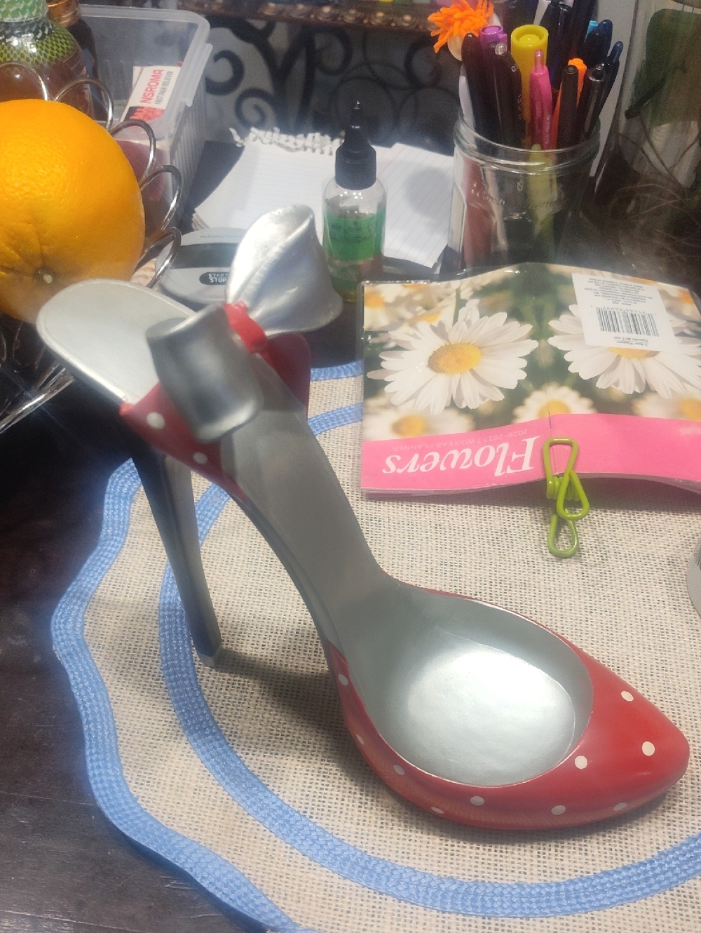 Red Polka Dot High Heel Decorative Shoe Wine Bottle Holder.